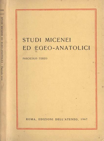 Studi micenei ed egeo. anatolici (fascicolo terzo) - copertina