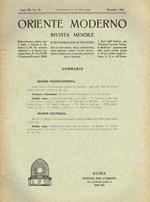 Oriente Moderno Anno Xx N. 12. Rivista Mensile D'Informazione E Di Sturi Per La Diffusione Della Conoscenza Dell'Oriente, Sopra Tutto Musulmano