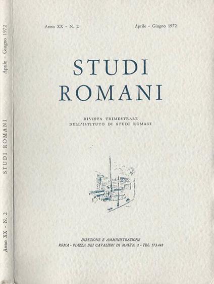 Studi Romani Anno XX-N. 2. Rivista trimestrale dell'Istituto di Studi Romani - copertina