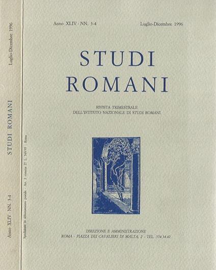 Studi Romani, Anno XLIV- NN. 3- 4. Rivista trimestrale dell'Istituto di Studi Romani - copertina