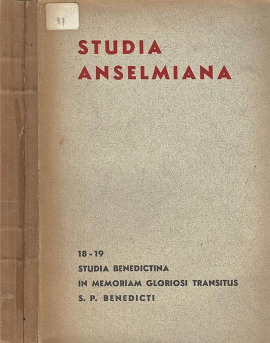 Studia Anselmania - copertina