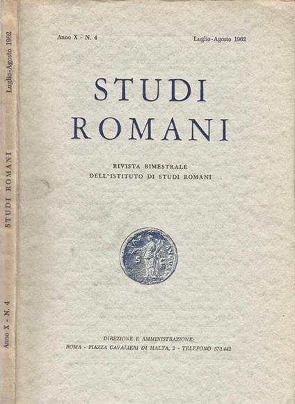 Studi Romani Anno X-N. 4. Rivista bimestrale dell'Istituto di Studi Romani - copertina