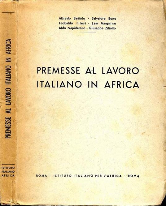 Premesse Al Lavoro Italiano in Africa - copertina