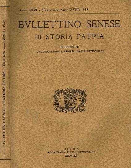 Bullettino senese di storia patria (terza serie, anno XVIII)1959 - copertina