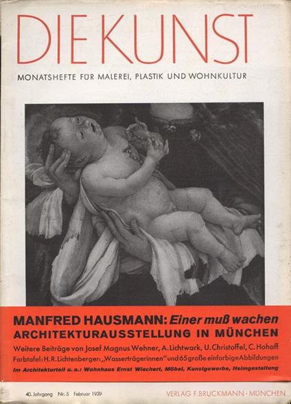 Die Kunst. Anno 40 n. 5. Monatshefte fur malerei plastik und wohnkultur - copertina