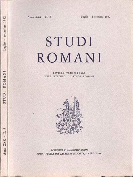 Studi romani-Anno XXX-n. 3. Rivista trimestrale dell'Istituto Nazionale di Studi Romani - copertina