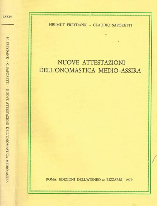 Nuove attestazioni dell'onomastica medio-assira - copertina