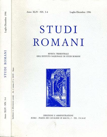 Studi Romani. Rivista trimestrale dell'istituto nazionale di studi romani - copertina