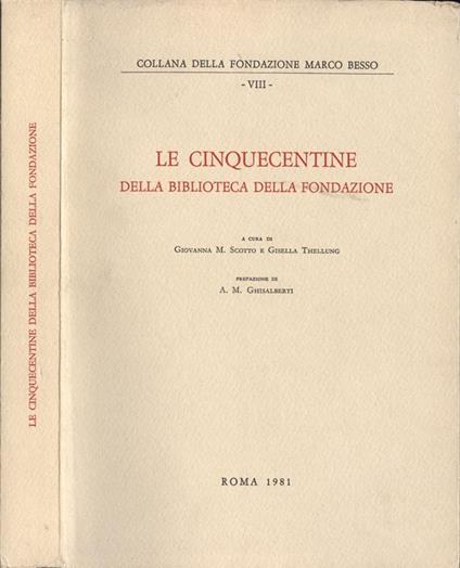 Le cinquecentine della Biblioteca della Fondazione - copertina