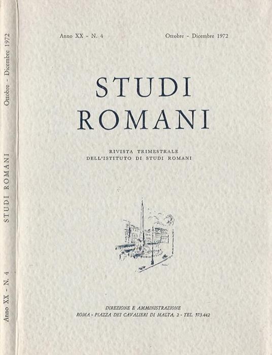 Studi romani, anno XX-N. 4. Rivista trimestrale dell'Istituto di Studi Romani - copertina