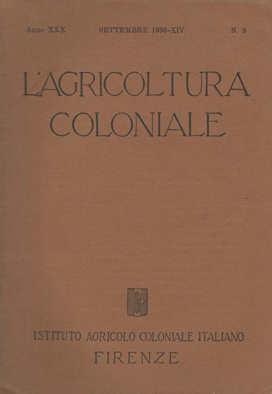 L' agricoltura coloniale n. 9 - copertina