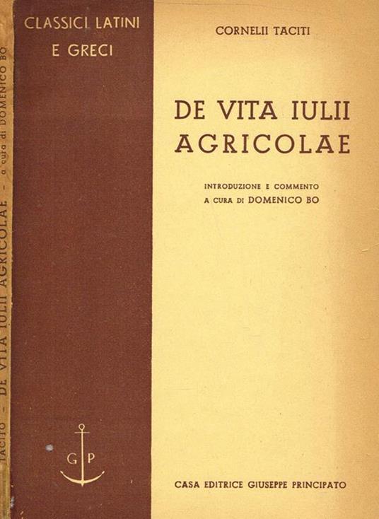 De Vita Iulii Agricolae - P. Cornelio Tacito - copertina