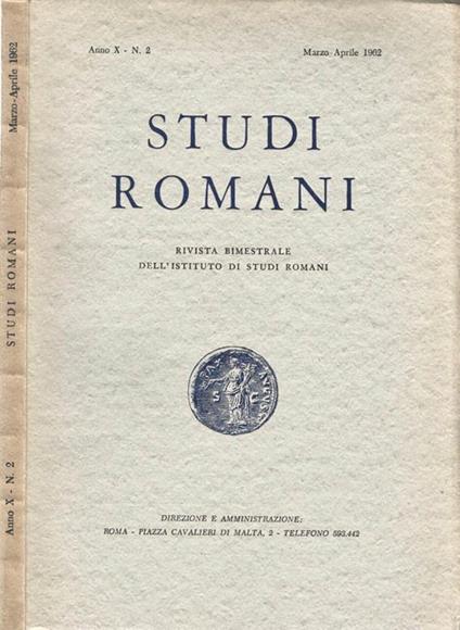 Studi Romani Anno X-N. 2. Rivista bimestrale dell'Istituto di Studi Romani - copertina