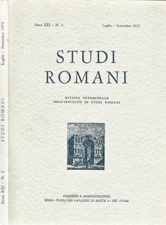 Studi Romani Anno XXI-N. 3. Rivista trimestrale dell'Istituto di Studi Romani - copertina