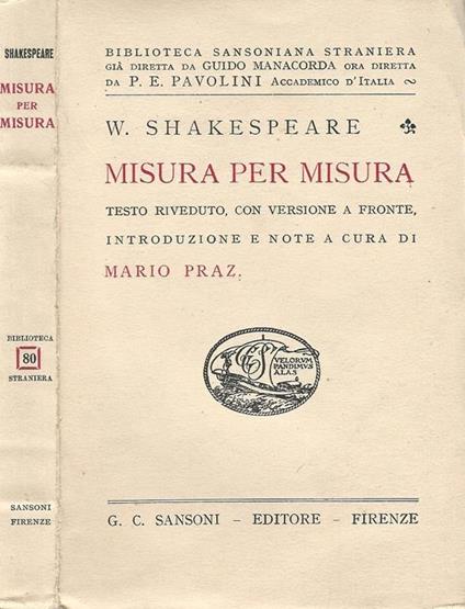 Misura Per Misura - William Shakespeare - copertina