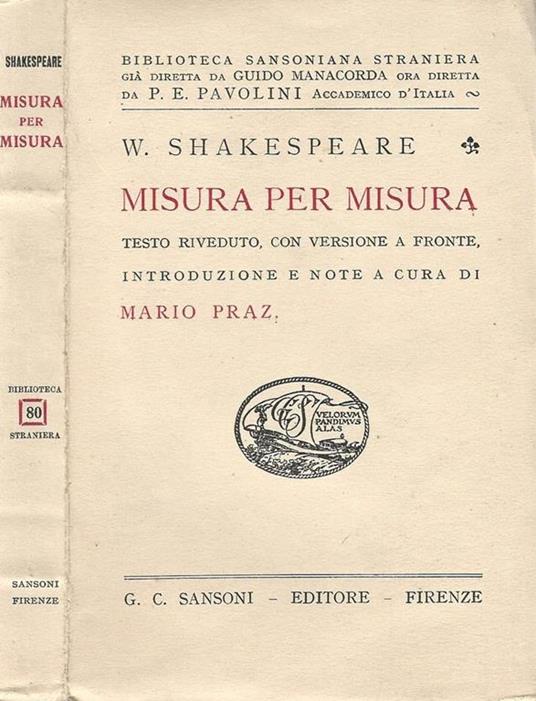 Misura Per Misura - William Shakespeare - copertina