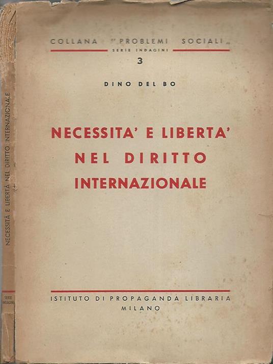 Necessità e libertà nel diritto internazionale - Dino Del Bo - copertina