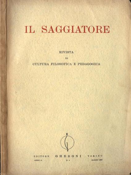 Il Saggiatore. Anno II n. 1. Rivista di cultura filosofica e pedagogica - copertina