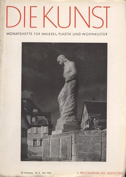 Die Kunst. Anno 35 n. 8. Monatshefte fur malerei plastik und wohnkultur - copertina