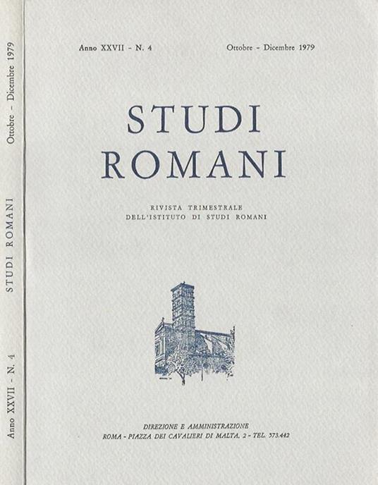 Studi romani, anno XXVII-N. 4. Rivista trimestrale dell'Istituto di Studi Romani - copertina