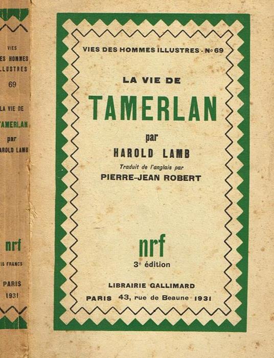 La Vie De Tamerlan - Harold Lamb - copertina