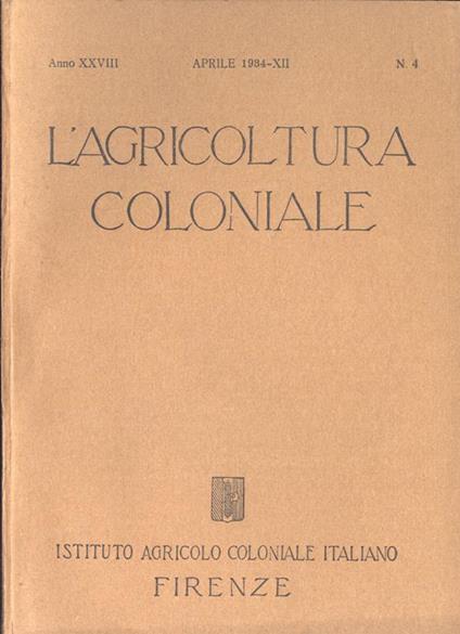 L' agricoltura coloniale-Anno XXVII n. 4 - copertina