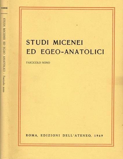 Studi micenei ed egeo-anatolici vol. XXXIX - copertina