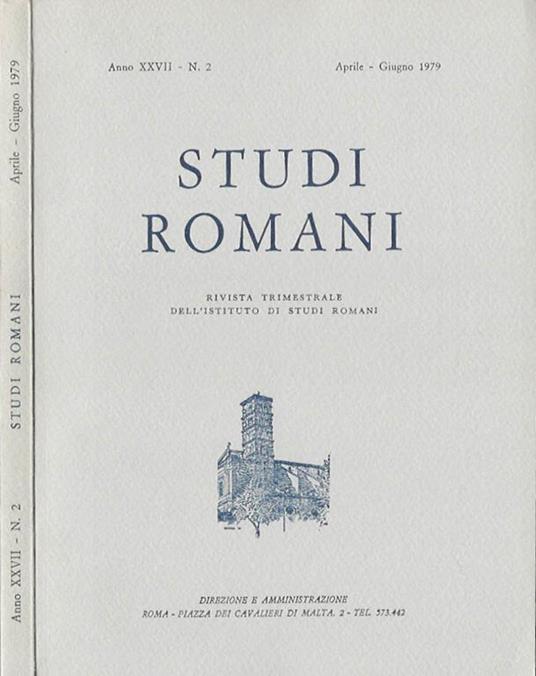 Studi Romani Anno XXVII-N. 2. Rivista trimestrale dell'Istituto di Studi Romani - copertina