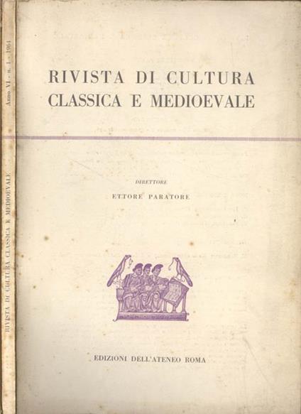 Rivista di cultura classica e medioevale-Anno VI n. I - copertina