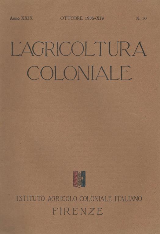 L' agricoltura coloniale n. 10 - copertina