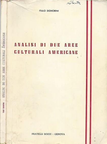 Analisi di due aree culturali Americane - Italo Signorini - copertina