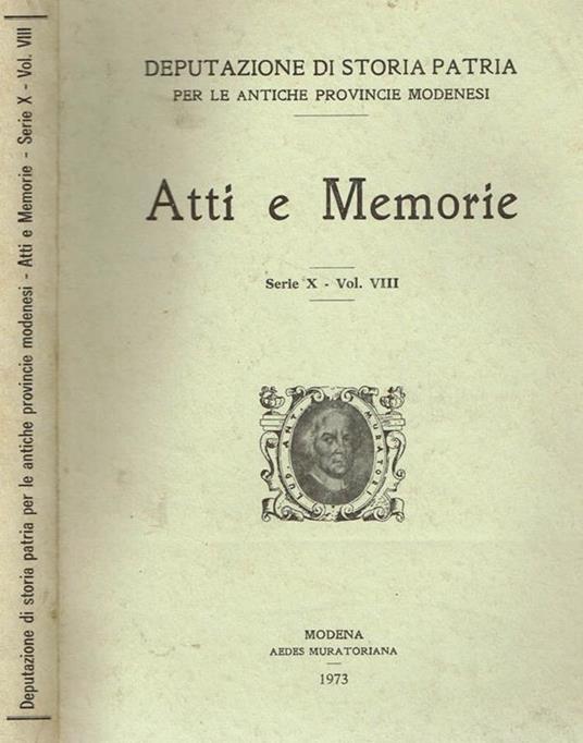 Atti E Memorie Serie X Vol. Viii - copertina