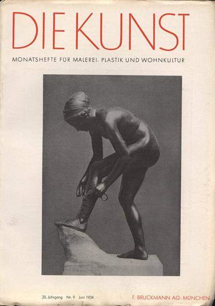 Die Kunst. Anno 35 n. 9. Monatshefte fur malerei plastik und wohnkultur - copertina