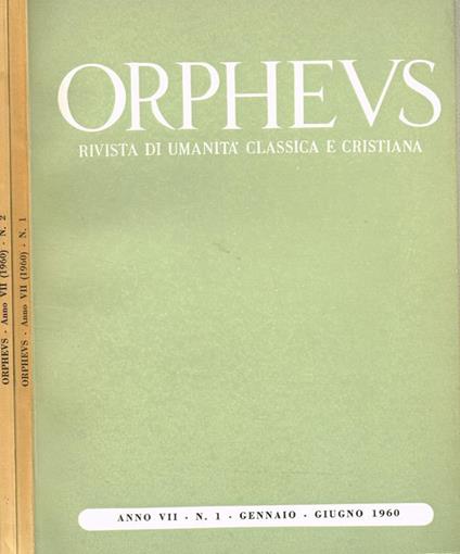 Orpheus. Rivista Di Umanità Classica E Cristiana. Anno Vii - copertina