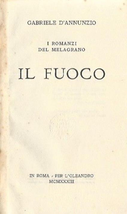 Il Fuoco - Gabriele D'Annunzio - copertina