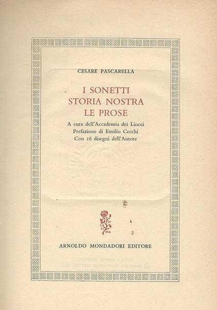 I sonetti Storia nostra Le prose - Cesare Pascarella - copertina