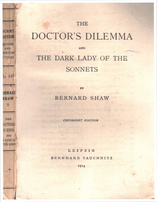 The Doctor'S Dilemma And The Dark Lady Of The Sonnets - Bernard Shaw - copertina