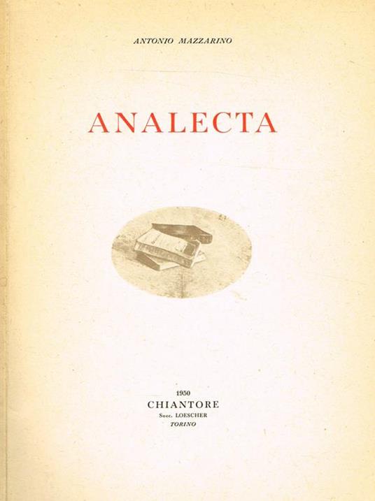 Analecta - Antonio Mazzarino - copertina