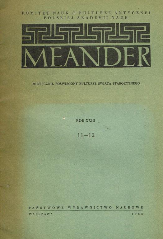 Meander Anno Xxiii N.11-12. Miesiecznik Poswiecony Kulturze Swiata Starozytnego - copertina