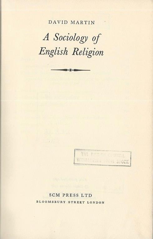 A Sociology of English Religion - David Martin - copertina