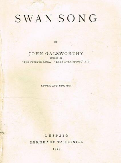 Swan Song - John Galsworthy - copertina