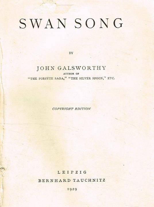 Swan Song - John Galsworthy - copertina