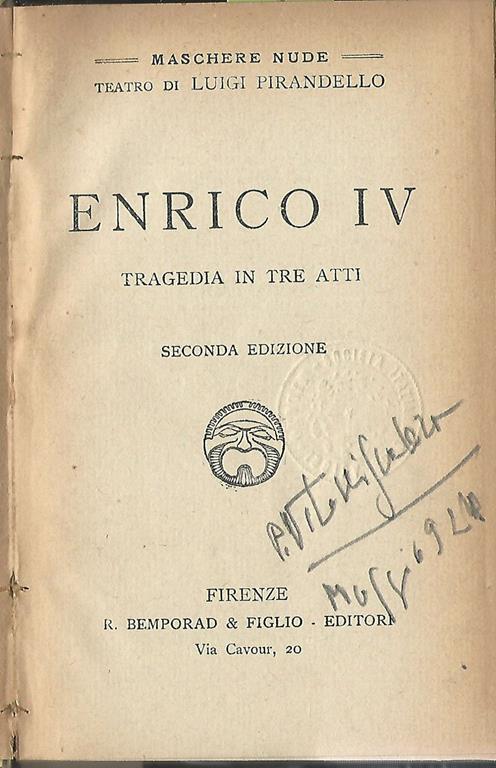 Enrico IV. Tragedia in tre atti - Luigi Pirandello - copertina