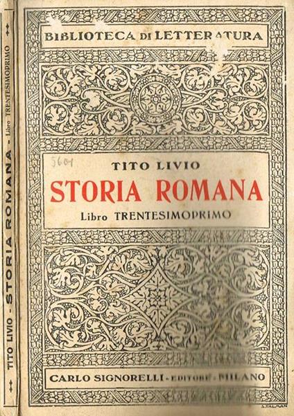 Storia Romana. Libro Trentesimoprimo - Tito Livio - copertina