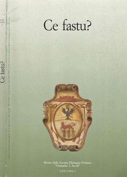 Ce fastu ? Vol. 2. Rivista Semestrale della Società Filologica Friulana - copertina