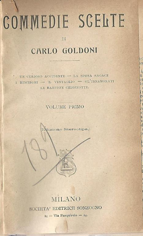 Commedie scelte 1-2-3 - Carlo Goldoni - copertina