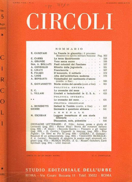 Circoli Anno Viii N.5 - copertina