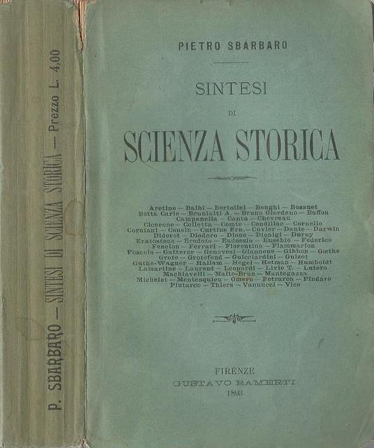 Sintesi Di Scienza Storica - Pietro Sbarbaro - copertina