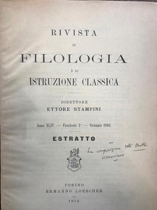 La Composizione Dell'Orator Ciceroniano - Ettore Stampini - copertina