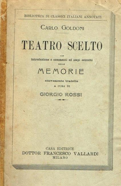 Teatro Scelto - Carlo Goldoni - copertina
